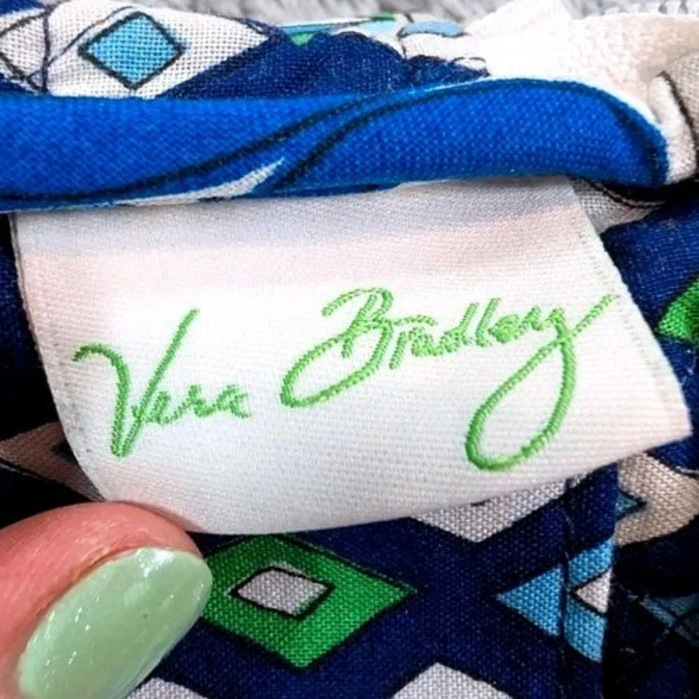 Vera Bradley Mediterranean White Quilted Cotton Zip Wristlet - Made in USA